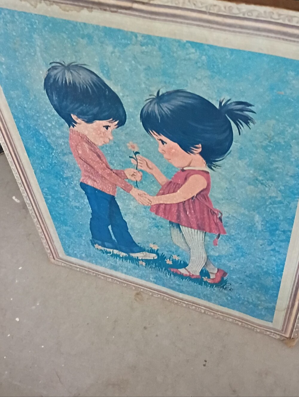 Vintage Lee Lithograph On Cork Big Eyes "I Am A Child" π€π